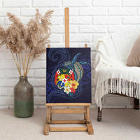 Tonga Vava'u Humpback Whale Blue Water Canvas Wall Art Polynesian Hibiscus Flowers