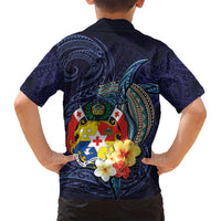 Tonga Vava'u Humpback Whale Blue Water Family Matching Tank Maxi Dress and Hawaiian Shirt Polynesian Hibiscus Flowers