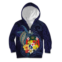 Tonga Vava'u Humpback Whale Blue Water Kid Hoodie Polynesian Hibiscus Flowers