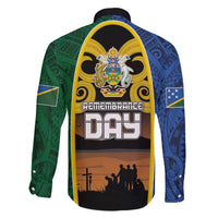 Solomon Islands Remembrance Day Family Matching Off Shoulder Short Dress and Hawaiian Shirt Lest We Forget and Polynesian Tattoo Pattern LT03 - Polynesian Pride