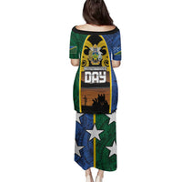 Solomon Islands Remembrance Day Family Matching Puletasi and Hawaiian Shirt Lest We Forget and Polynesian Tattoo Pattern