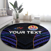 Personalised Tahiti Triathlon Polynesian Pattern Round Carpet