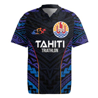 Personalised Tahiti Triathlon Polynesian Pattern Rugby Jersey LT03 Black - Polynesian Pride