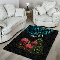 Personalized New Zealand Christmas Area Rug Maori Santa Pikorua and Pohutukawa Meri Kirihimete LT03 - Polynesian Pride