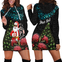 Personalized New Zealand Christmas Hoodie Dress Maori Santa Pikorua and Pohutukawa Meri Kirihimete LT03 - Polynesian Pride