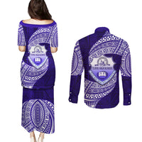 Tonga Tupou High School Couples Matching Puletasi Dress and Long Sleeve Button Shirt Traditional Ngatu and Polynesian Pattern LT03 - Polynesian Pride