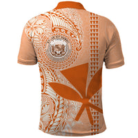 Kanaka Maoli Tropical Flowers with Kakau Tribal Polo Shirt Peach Fuzz Color LT03 - Polynesian Pride