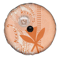 Kanaka Maoli Tropical Flowers with Kakau Tribal Spare Tire Cover Peach Fuzz Color LT03 - Polynesian Pride