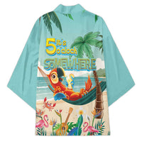 Aloha Hawaii It's 5 o'clock Somewhere Kimono Chill Parrot on Beach with Tropical Plants LT03 - Polynesian Pride