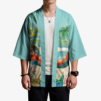 Aloha Hawaii It's 5 o'clock Somewhere Kimono Chill Parrot on Beach with Tropical Plants LT03 - Polynesian Pride