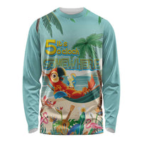 Aloha Hawaii It's 5 o'clock Somewhere Long Sleeve Shirt Chill Parrot on Beach with Tropical Plants LT03 Unisex Multicolor - Polynesian Pride