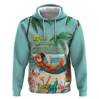 Aloha Hawaii It's 5 o'clock Somewhere Zip Hoodie Chill Parrot on Beach with Tropical Plants LT03 Pullover Hoodie Multicolor - Polynesian Pride