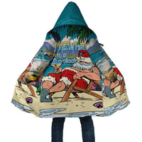 Mele Kalikimaka Hawaii It's 5 o'clock Somewhere Cloak Funny Lazy Santa Claus Chilling with Cocktail LT03 Unisex Multicolor - Polynesian Pride