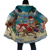 Mele Kalikimaka Hawaii It's 5 o'clock Somewhere Cloak Funny Lazy Santa Claus Chilling with Cocktail LT03 - Polynesian Pride