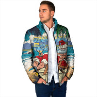 Mele Kalikimaka Hawaii It's 5 o'clock Somewhere Padded Jacket Funny Lazy Santa Claus Chilling with Cocktail LT03 - Polynesian Pride