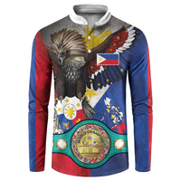 Custom Philippines World Champion Boxing Button Sweatshirt Eagle-Grunge Design LT03 Multicolor - Polynesian Pride