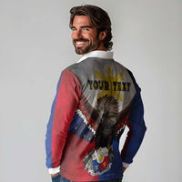 Custom Philippines World Champion Boxing Long Sleeve Polo Shirt Eagle-Grunge Design LT03 - Polynesian Pride