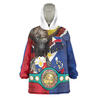 Custom Philippines World Champion Boxing Wearable Blanket Hoodie Eagle-Grunge Design LT03 One Size Multicolor - Polynesian Pride