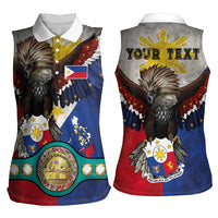 Custom Philippines World Champion Boxing Women Sleeveless Polo Shirt Eagle-Grunge Design LT03 - Polynesian Pride