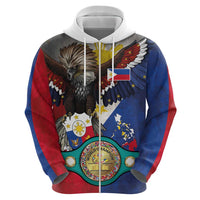 Custom Philippines World Champion Boxing Zip Hoodie Eagle-Grunge Design LT03 - Polynesian Pride
