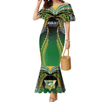Custom Cook Islands Rugby League Mermaid Dress Avaiki Tatau Tribal Motifs Black Color LT03 Women Black - Polynesian Pride