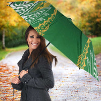 Cook Islands Rugby League Umbrella Avaiki Tatau Tribal Motifs Black Color LT03 - Polynesian Pride