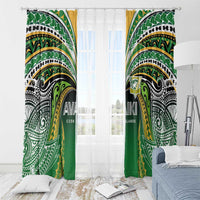 Cook Islands Rugby League Window Curtain Avaiki Tatau Tribal Motifs Black Color LT03 - Polynesian Pride