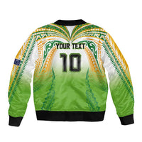 Custom Cook Islands Rugby League Bomber Jacket Avaiki Tatau Tribal Motifs White Color LT03 - Polynesian Pride