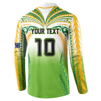 Custom Cook Islands Rugby League Button Sweatshirt Avaiki Tatau Tribal Motifs White Color LT03 - Polynesian Pride