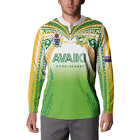 Custom Cook Islands Rugby League Button Sweatshirt Avaiki Tatau Tribal Motifs White Color LT03 - Polynesian Pride