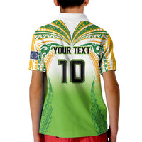 Custom Cook Islands Rugby League Kid Polo Shirt Avaiki Tatau Tribal Motifs White Color - Polynesian Pride