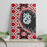 Red Taniko Motif Aotearoa Manaia and Silver Fern Canvas Wall Art