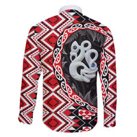 Red Taniko Motif Aotearoa Manaia and Silver Fern Family Matching Puletasi and Hawaiian Shirt