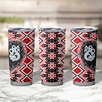 Red Taniko Motif Aotearoa Manaia and Silver Fern Tumbler Cup