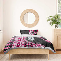Pink Taniko Motif Aotearoa Manaia and Silver Fern Bedding Set