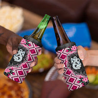 Pink Taniko Motif Aotearoa Manaia and Silver Fern 4 in 1 Can Cooler Tumbler