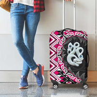 Pink Taniko Motif Aotearoa Manaia and Silver Fern Luggage Cover