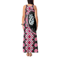 Pink Taniko Motif Aotearoa Manaia and Silver Fern Tank Maxi Dress