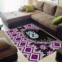Purple Taniko Motif Aotearoa Manaia and Silver Fern Area Rug