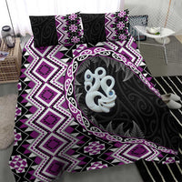 Purple Taniko Motif Aotearoa Manaia and Silver Fern Bedding Set