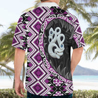 Purple Taniko Motif Aotearoa Manaia and Silver Fern Hawaiian Shirt