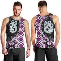 Purple Taniko Motif Aotearoa Manaia and Silver Fern Men Tank Top
