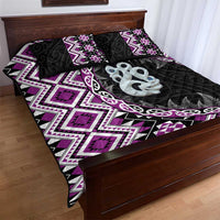 Purple Taniko Motif Aotearoa Manaia and Silver Fern Quilt Bed Set