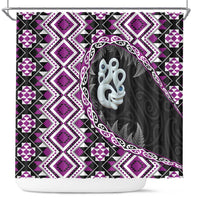Purple Taniko Motif Aotearoa Manaia and Silver Fern Shower Curtain