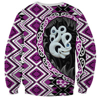 Purple Taniko Motif Aotearoa Manaia and Silver Fern Sweatshirt