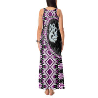 Purple Taniko Motif Aotearoa Manaia and Silver Fern Tank Maxi Dress