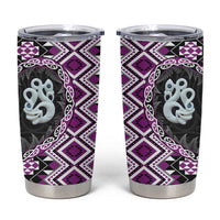 Purple Taniko Motif Aotearoa Manaia and Silver Fern Tumbler Cup