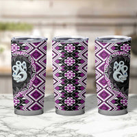 Purple Taniko Motif Aotearoa Manaia and Silver Fern Tumbler Cup