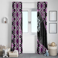 Purple Taniko Motif Aotearoa Manaia and Silver Fern Window Curtain