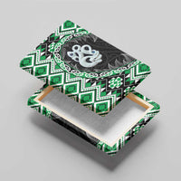 Green Taniko Motif Aotearoa Manaia and Silver Fern Canvas Wall Art